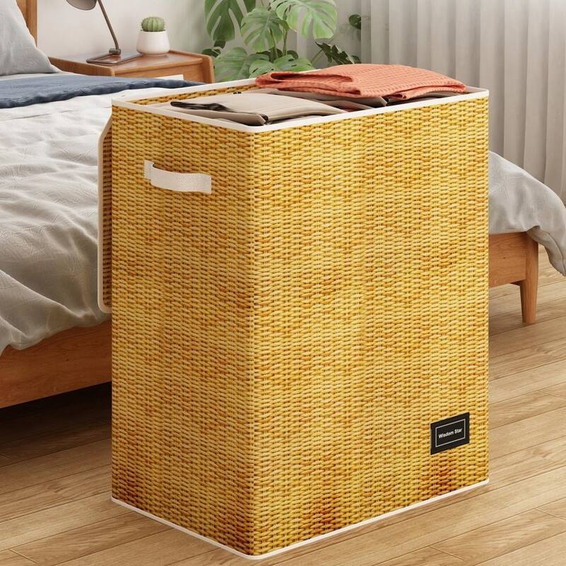 26" Tall Laundry Hamper with Lid, Foldable Fabric Printed Laundry